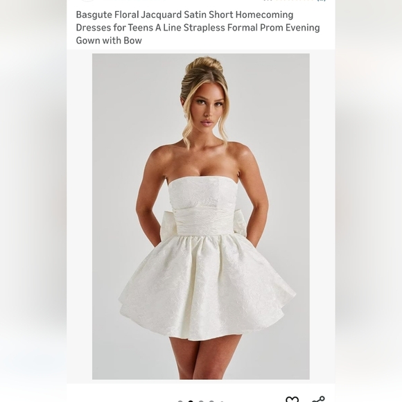 Dresses & Skirts - NWT.White Strapless Floral Jacquard Satin Dress. Pit To Pit 20"-22